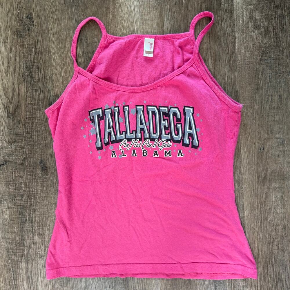 Vtg Y2K 2000s Talladega Alabama Sz M Pink Tank Top Barbiecore Ricky Bobby NASCAR